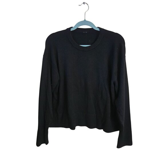 Lululemon Black Ribbed Shoulder Cashmere Blend Sweater Size L - Picture 1 of 5